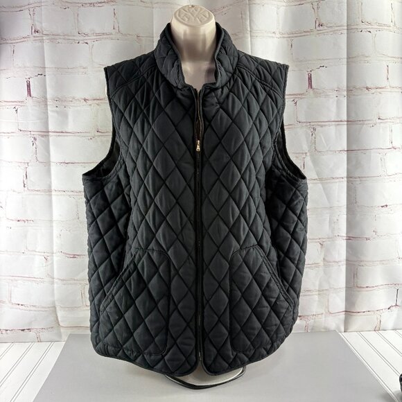 Erika Vest Jacket Black Puffy Diamond Women's Plus Size 1X - Picture 1 of 5
